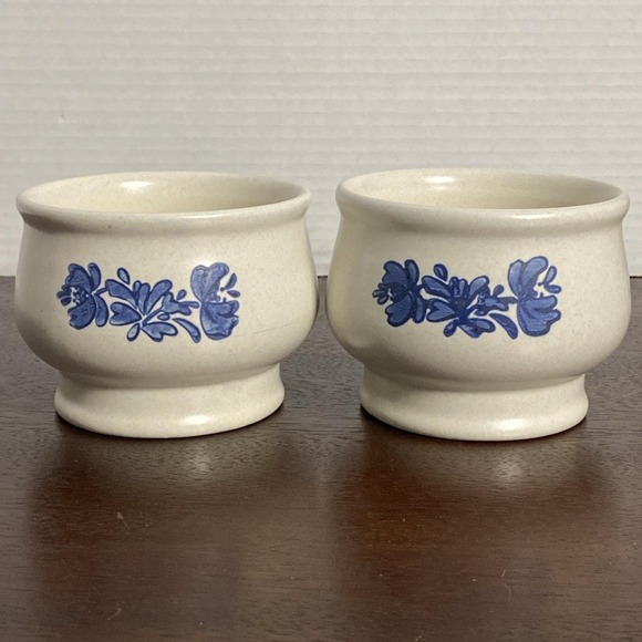 Pfaltzgraff Other - Vtg Pfaltzgraff Blue Yorktowne Set of 2 Bowls Blue Flower Stoneware Made In USA
